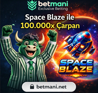 Betmani Space Blaze crash oyunu 100.000x çarpan ve roket temalı kazanç ekranı.